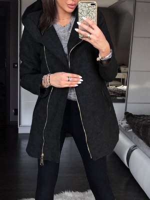 Plain Regular Zipper Long Sleeve Naisten Huppari