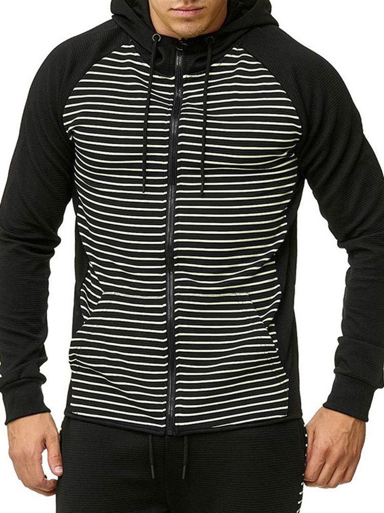 Pocket Cardigan Stripe Casual Miesten Hupparit