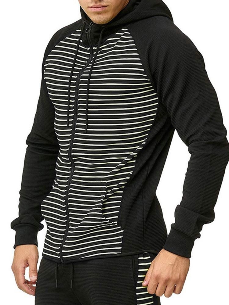 Pocket Cardigan Stripe Casual Miesten Hupparit