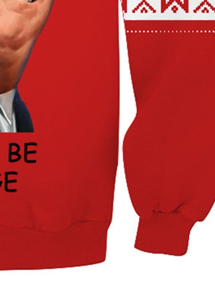 Print Letter Pullover Euroopan Joulu Miesten Hupparit