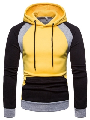 Pullover Color Block Taskuhupparit Ohuet Miesten Hupparit