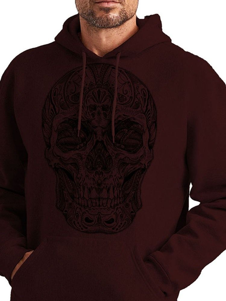 Skull Print Pullover Miesten Hupparit
