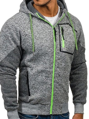 Väri Block Cardigan Keinotekoinen Fleece Löysä Miesten Rento Huppari