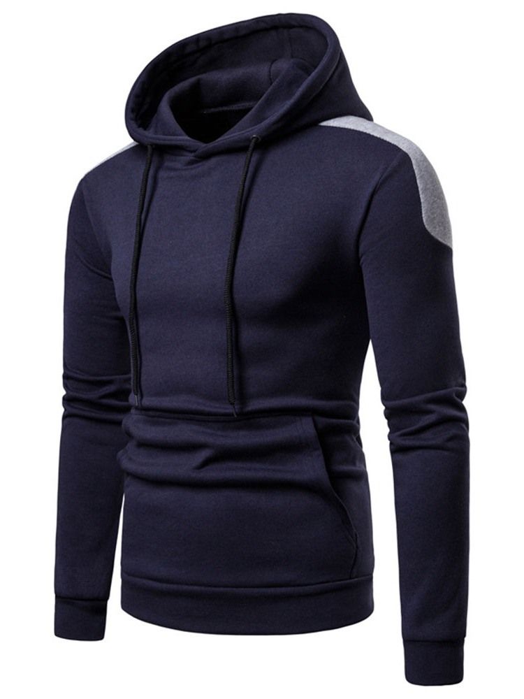Väri Block Patchwork Pullover Fall Pullover Miesten Hupparit