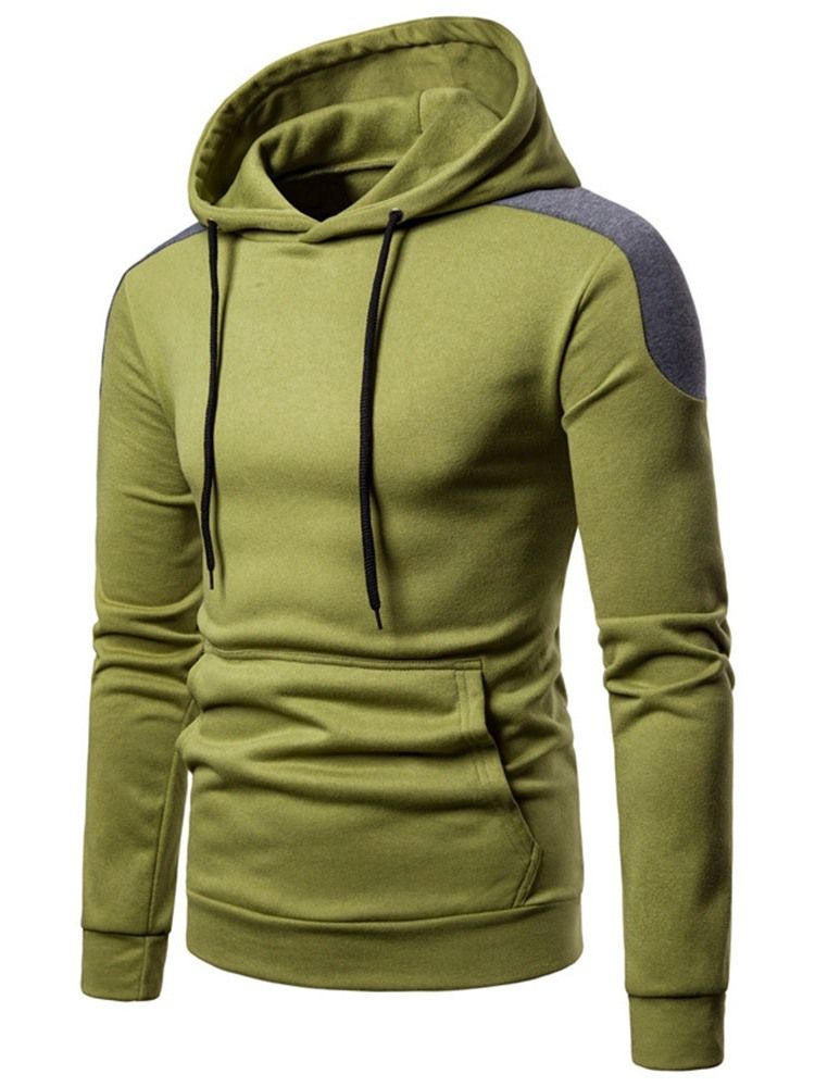 Väri Block Patchwork Pullover Fall Pullover Miesten Hupparit