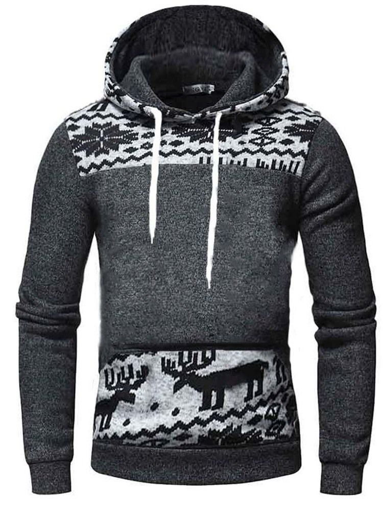 Väri Block Pullover Paksut Löysät Miesten Hupparit