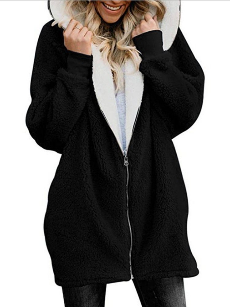 Zipper Zipper Plain Naisten Huppari