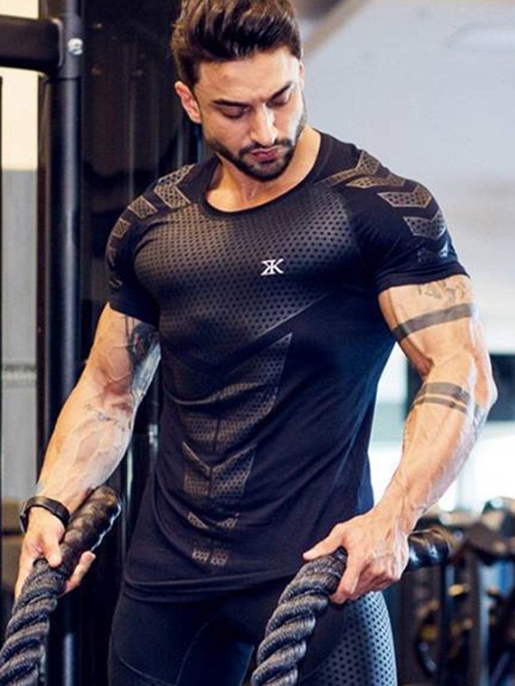 Miesten Hengittävä Nopeasti Kuivuva Pullover Gym -t-paita