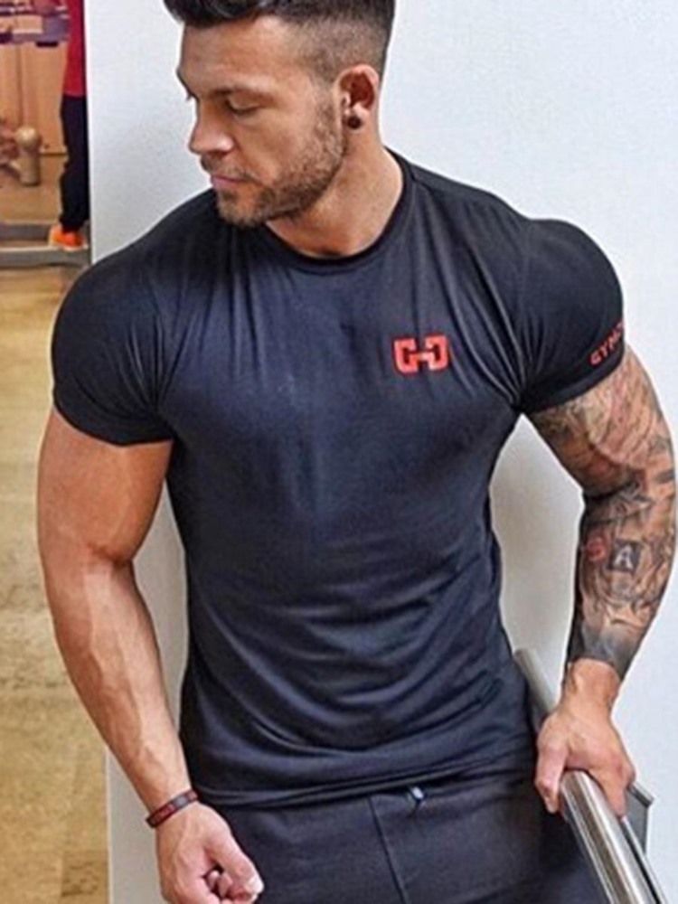 Miesten Väripainatettu Lyhythihainen Pullover Gym -t-paita