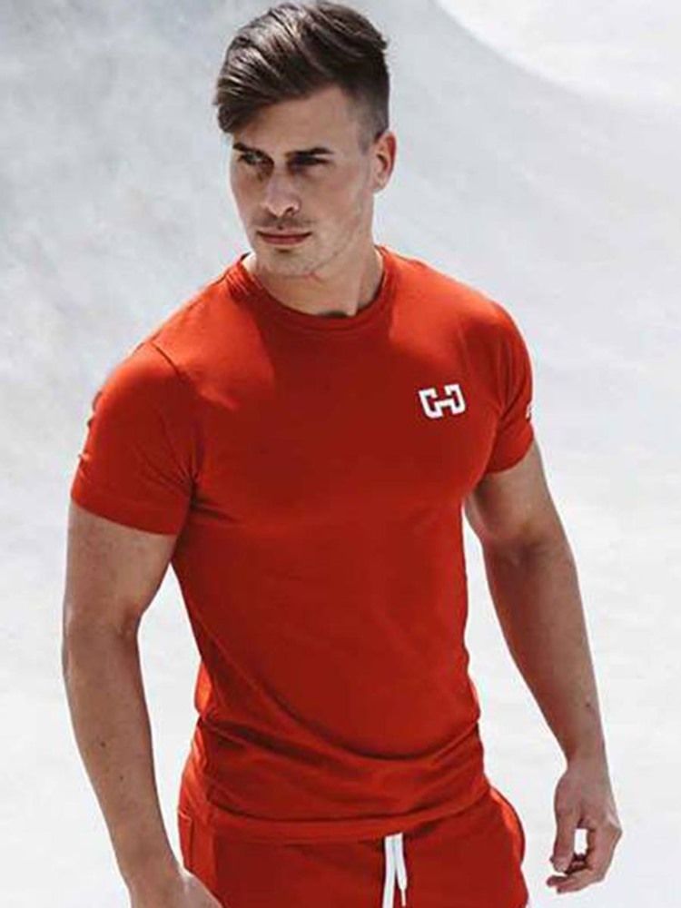 Miesten Väripainatettu Lyhythihainen Pullover Gym -t-paita