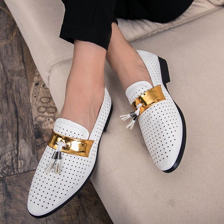Hollow Fringe Colour Block Slip-on Miesten Oxfordit