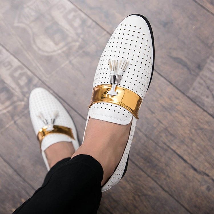 Hollow Fringe Colour Block Slip-on Miesten Oxfordit