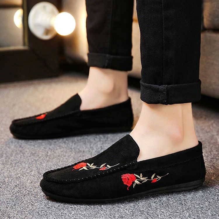 Kukka Slip-on Litteä Kantapää Puuvilla Ohut Kengät Miesten Oxford