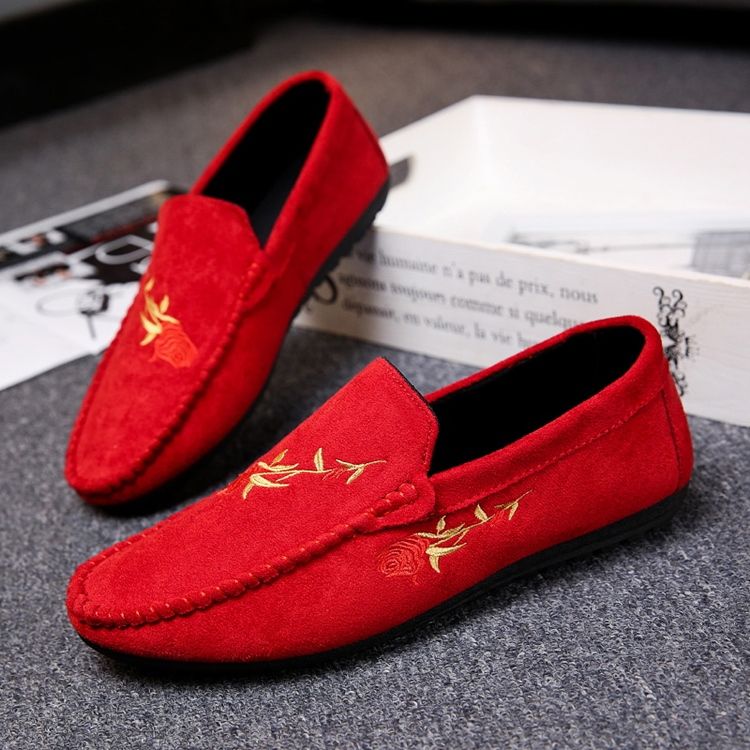 Kukka Slip-on Litteä Kantapää Puuvilla Ohut Kengät Miesten Oxford