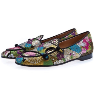 Kukkien Värilohko Slip-on Round Toe Miesten Mekko