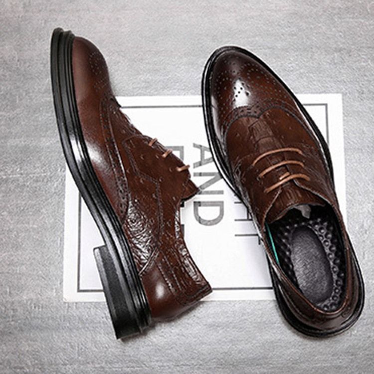 Pu Lace-up Round Toe Miesten Oxfordit