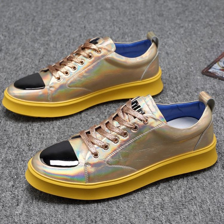 Lace-up Patchwork Round Toe Miesten Luistimet