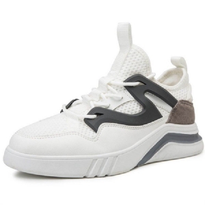 Mesh Color Block Lace-up Round Toe Miesten Juoksukengät