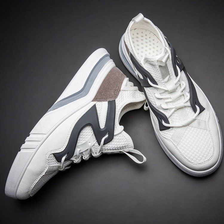 Mesh Color Block Lace-up Round Toe Miesten Juoksukengät
