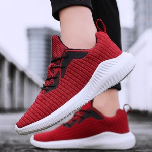 Plaid Mesh Lace-up Low-cut Ylä Miesten Lenkkarit