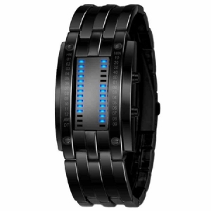 Wolfram Steel Binary Led-miesten Kello