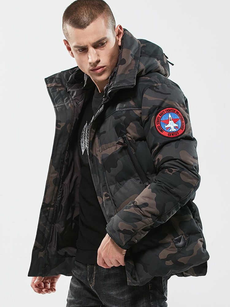 Camouflage Zipper Cotton Casual Slim Miesten Talvitakki