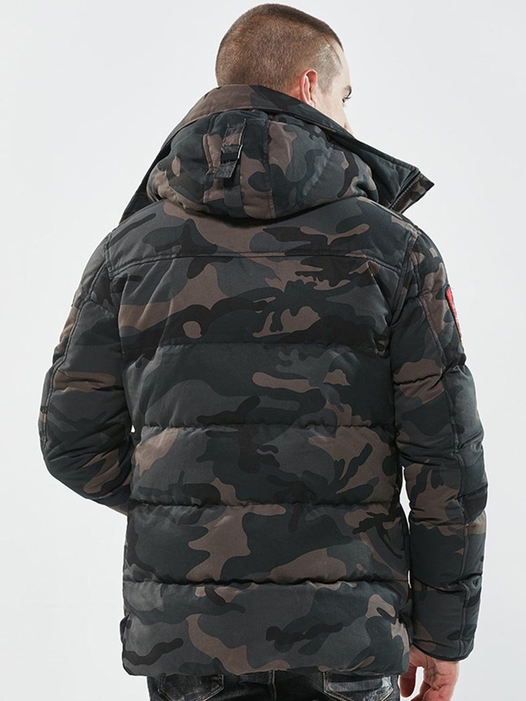 Camouflage Zipper Cotton Casual Slim Miesten Talvitakki