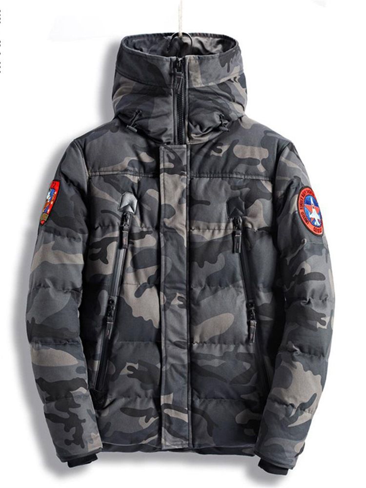 Camouflage Zipper Cotton Casual Slim Miesten Talvitakki