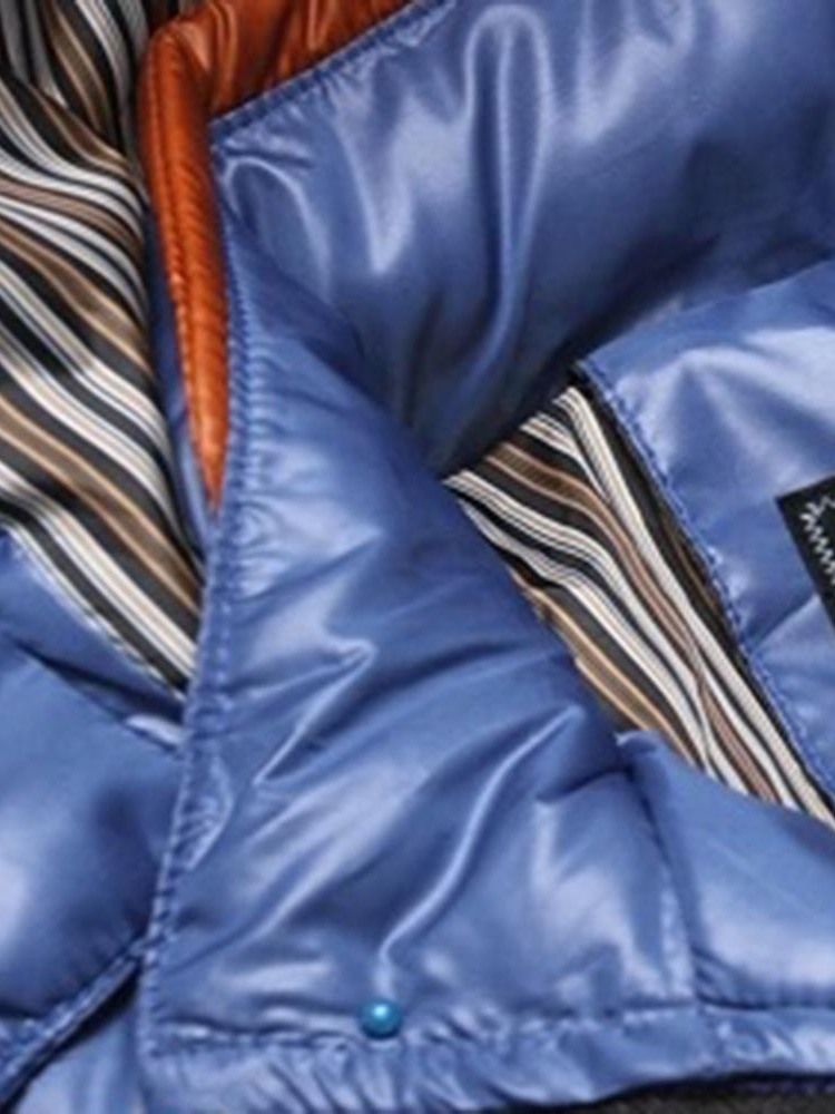 Colour Block -hupullinen Eurooppalainen Vetoketjullinen Miesten Untuvatakki