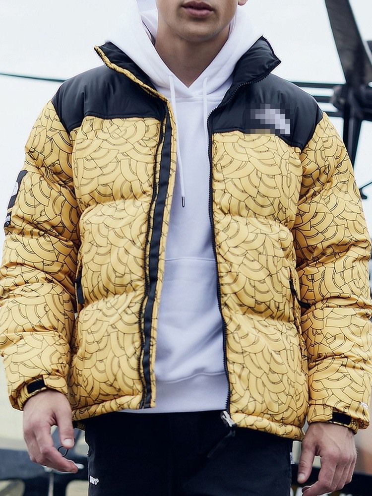 Colour Block Standard Print Zipper European Miesten Untuvatakki