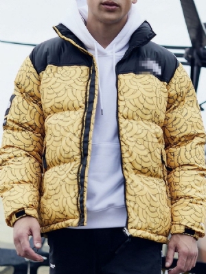 Colour Block Standard Print Zipper European Miesten Untuvatakki