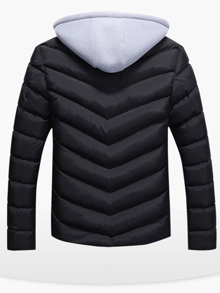 Hupullinen Värilohko Casual Slim Miesten Untuvatakki