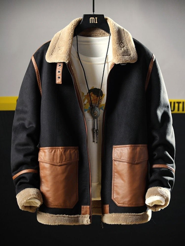 Käänteinen Paksu Patchwork Loose Fashion -takki