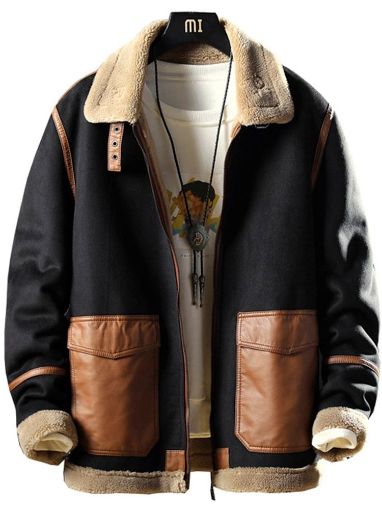 Käänteinen Paksu Patchwork Loose Fashion -takki