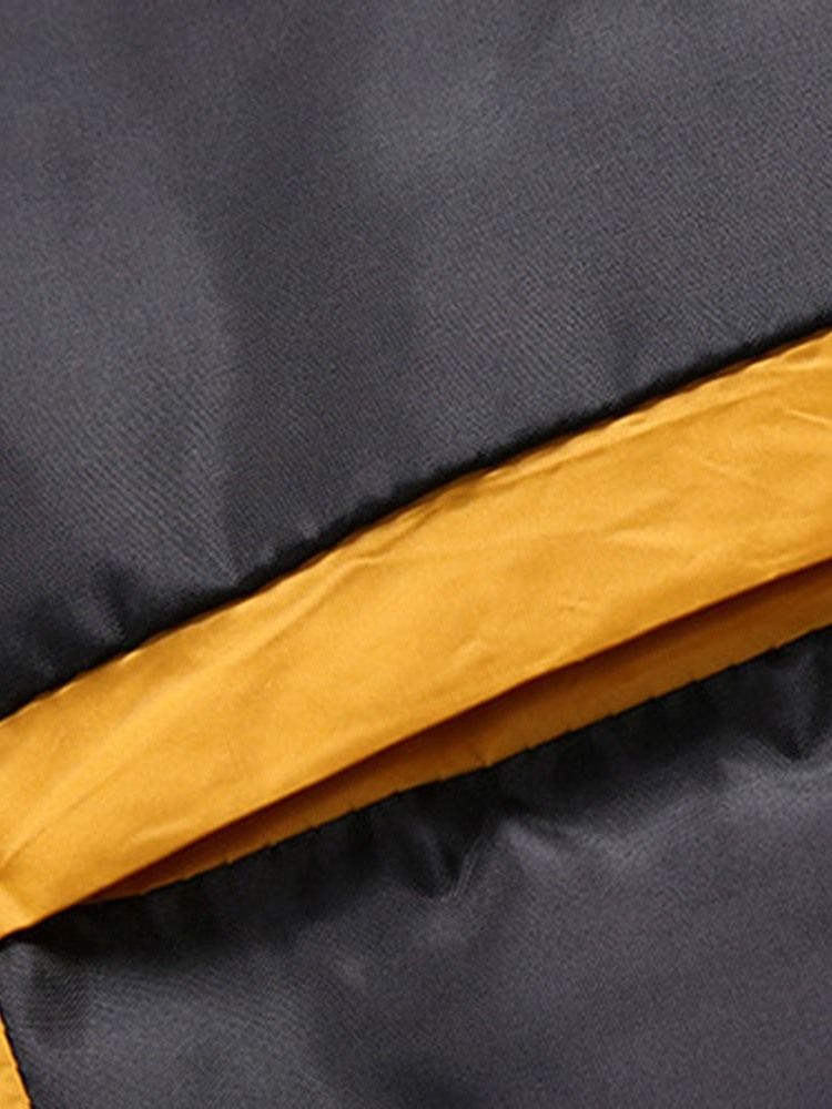 Miesten Patchwork Color Block -vetoketjullinen Eurooppalainen Untuvatakki