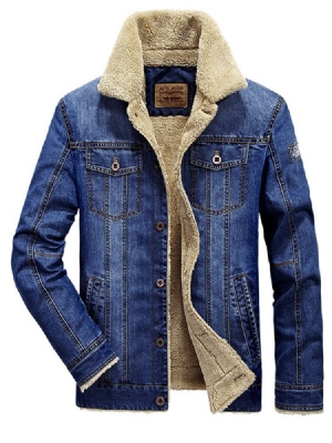 Paksu Lämmin Denim-käänne Miesten Talvitakki