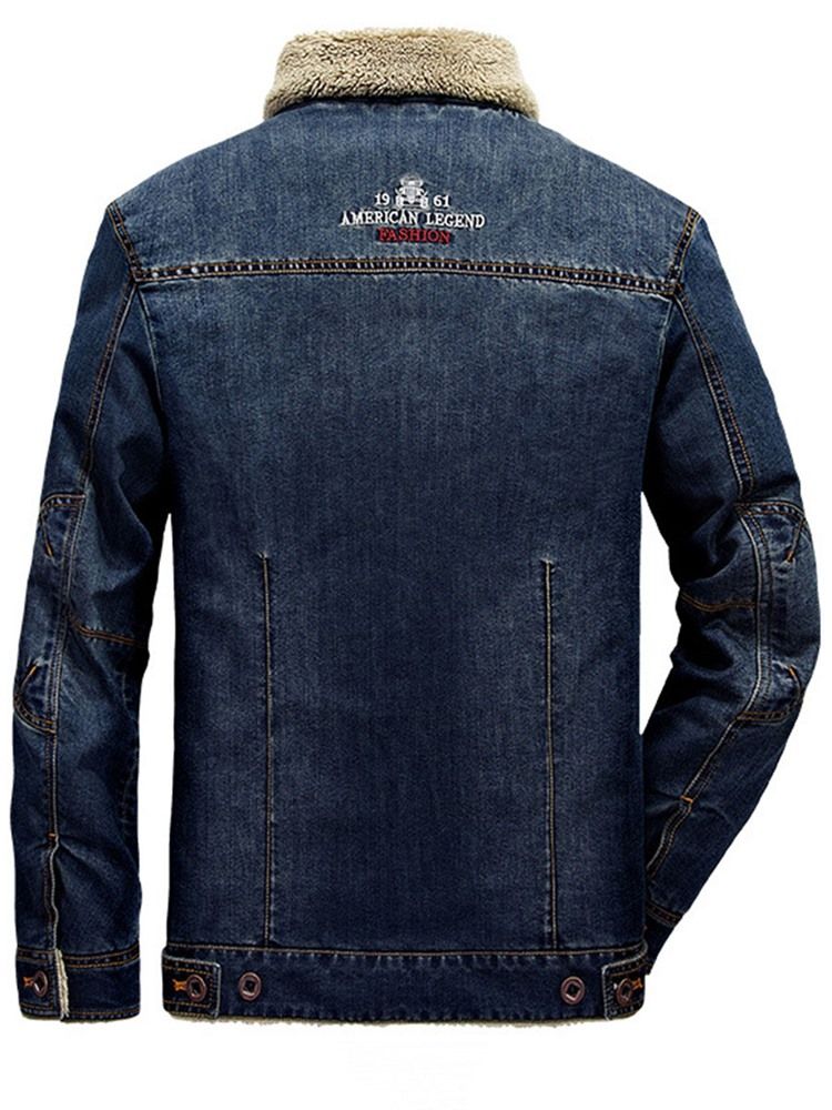 Paksu Lämmin Denim-käänne Miesten Talvitakki