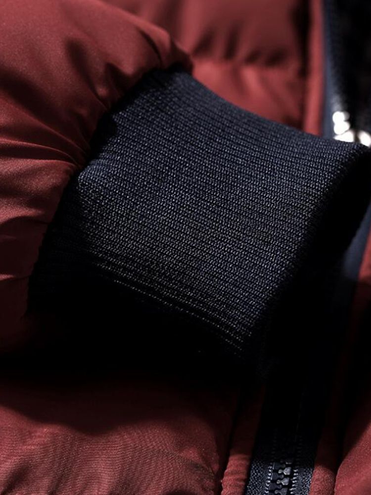 Paksun Lämmin Hupullinen Tekoturkiskaulus Miesten Talvitakki
