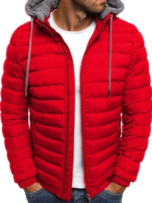 Väri Block Patchwork Standard Casual Zipper Miesten Untuvatakki