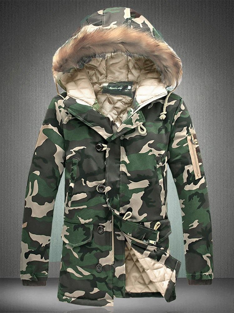 Zip Camouflage Thicken Warm Miesten Talvitakki