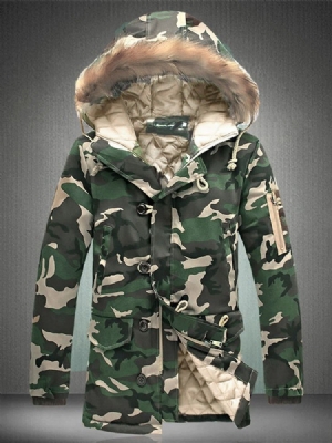 Zip Camouflage Thicken Warm Miesten Talvitakki