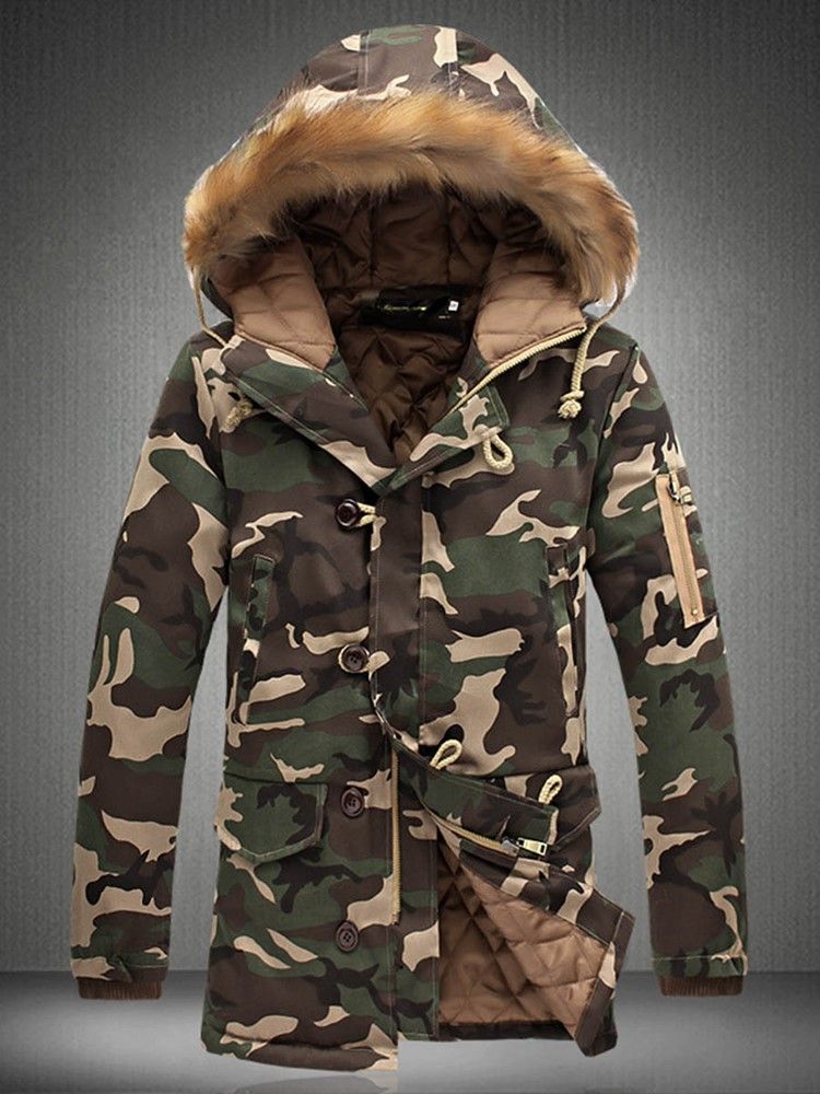 Zip Camouflage Thicken Warm Miesten Talvitakki