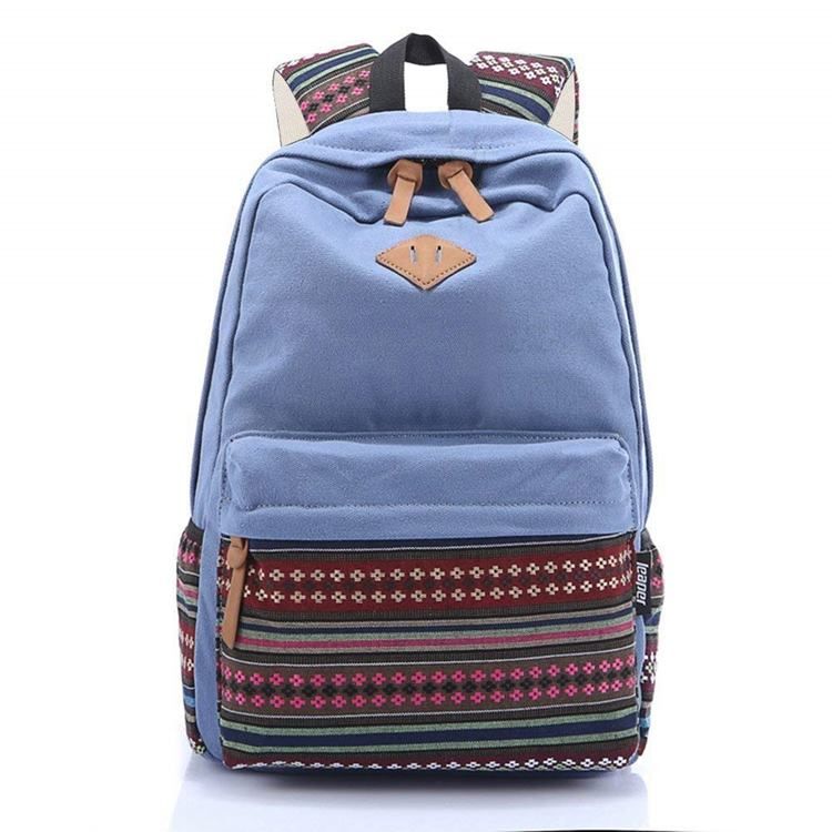 Canvas Floral Zipper Naisten Reppu