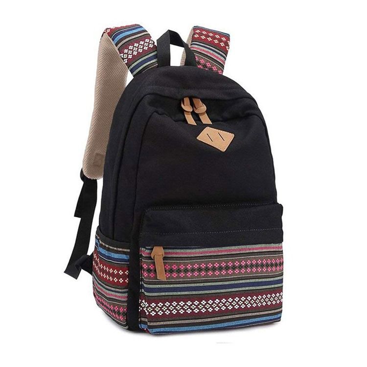 Canvas Floral Zipper Naisten Reppu