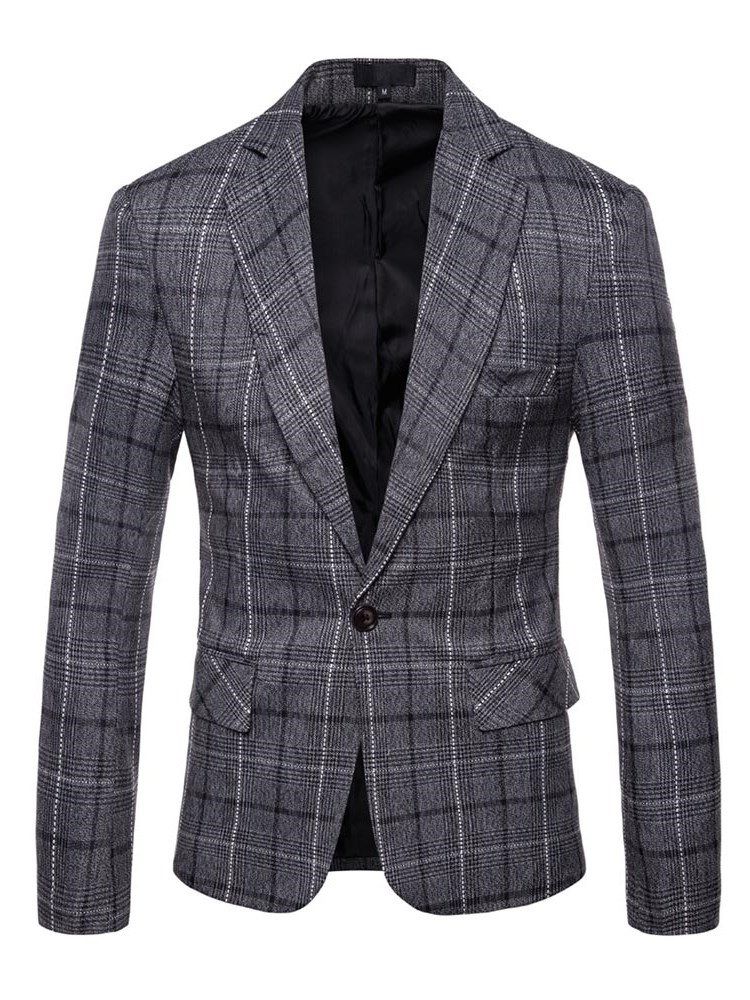 Ericdres Plaid Yhden Napin Suora Miesten Rento Bleiseri