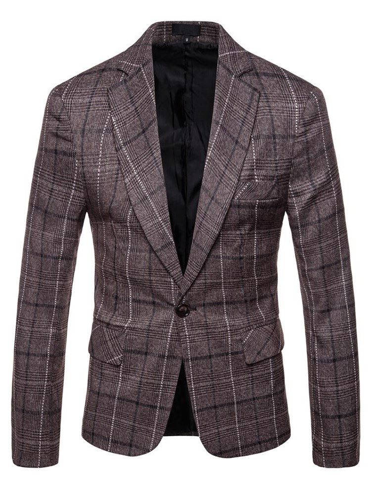 Ericdres Plaid Yhden Napin Suora Miesten Rento Bleiseri