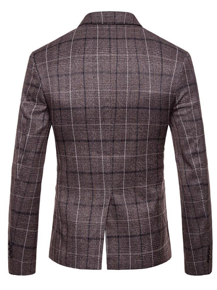 Ericdres Plaid Yhden Napin Suora Miesten Rento Bleiseri