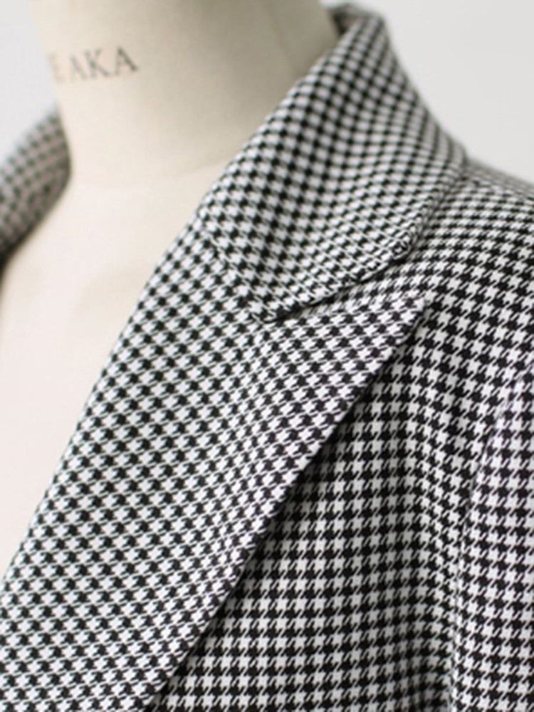 Houndstooth Blazer Naisten Ohut Houndstooth One Button Naisten Bleiseri