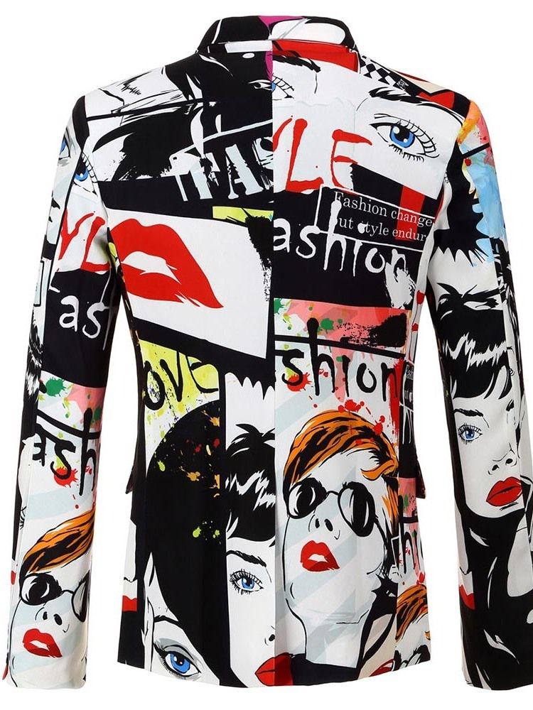 Letter Print One Button Miesten Vapaa-ajan Bleiserit