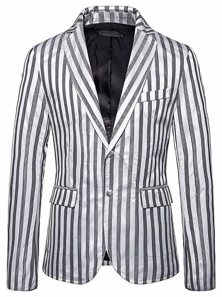 Stripe Button Single Breasted Miesten Vapaa-ajan Bleiseri